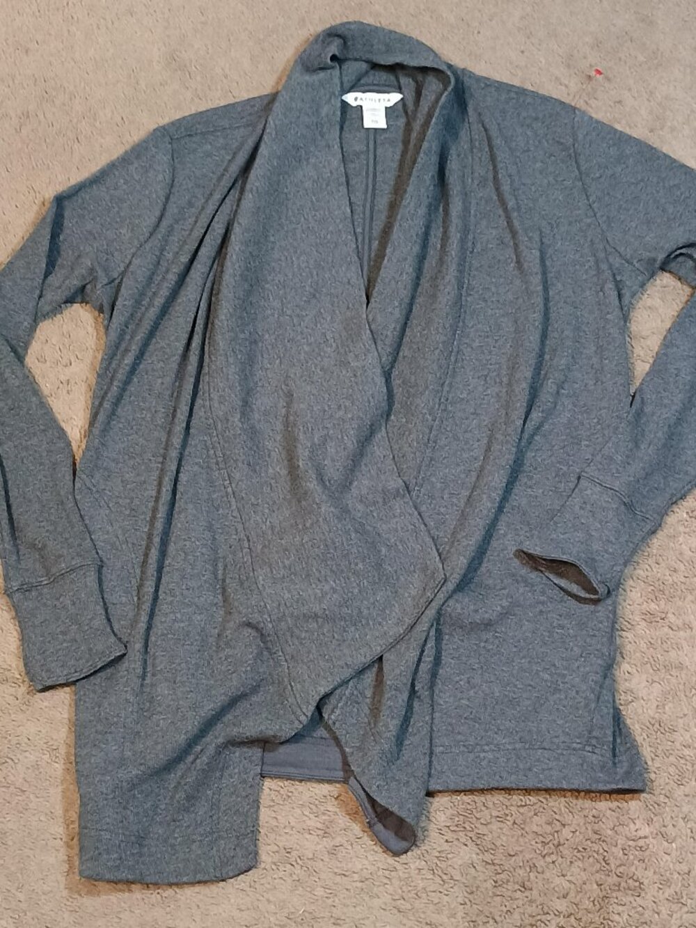 Athleta/Pranayama Cardigan/Womens XXS/Gray/Athleisure Travel Wrap Thumbhole Pock